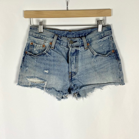 Levi’s 501 Shorts in Wavline Blue Size 25 - Picture 2 of 4